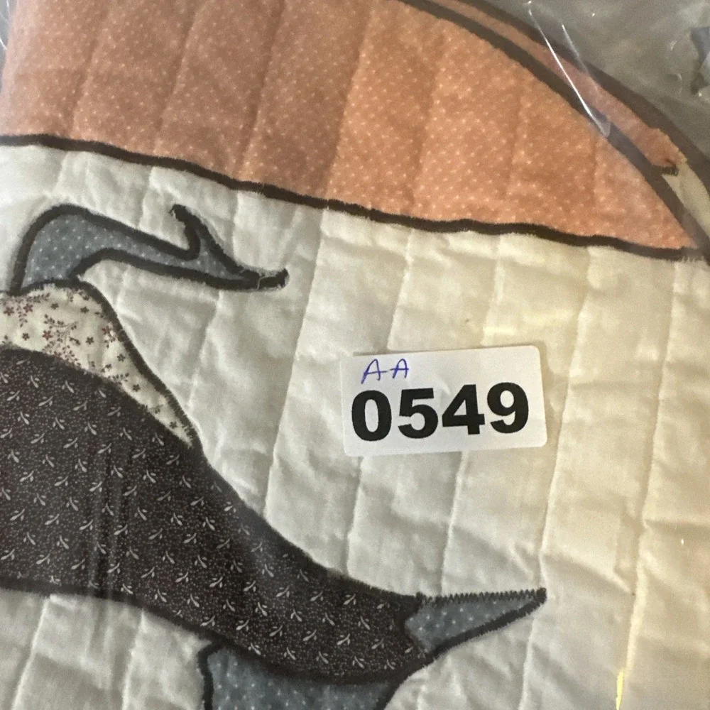 4 Handmade Quilted Oval Roadrunner Fabric Placemats Grandma Country Farmhouse
